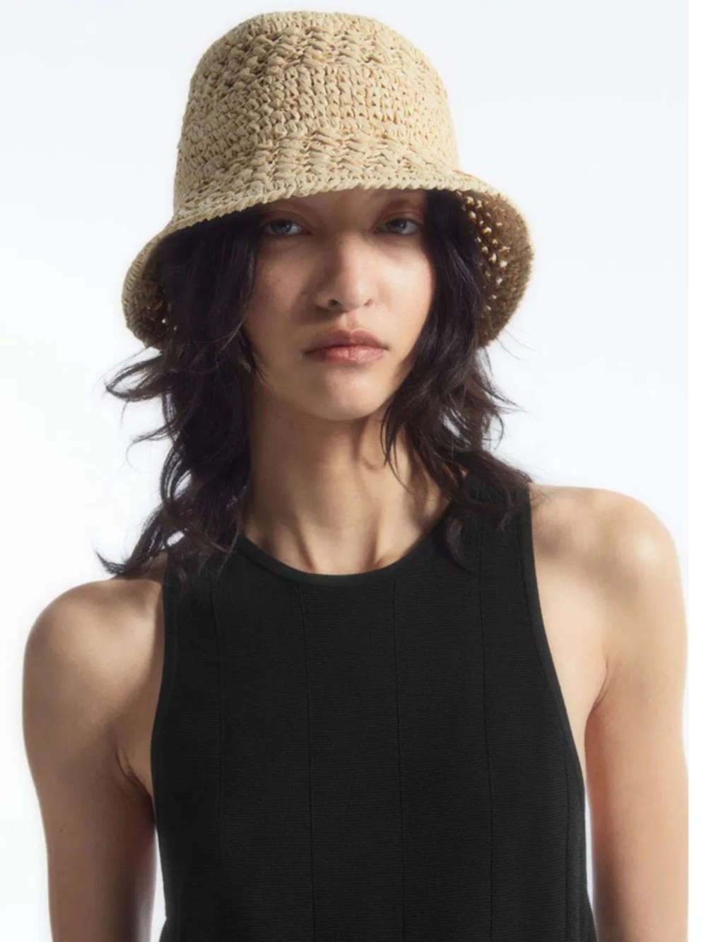 COS Beige Crocheted Bucket Hat